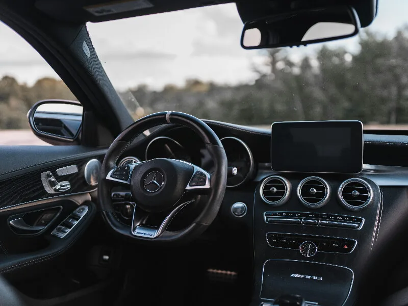 Black Mercedes car interior