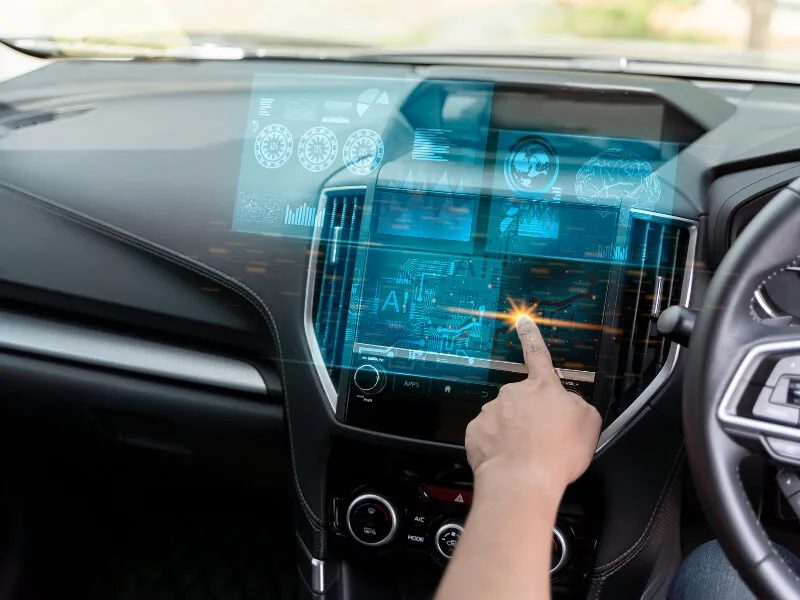 car interior with futuristic dashboard