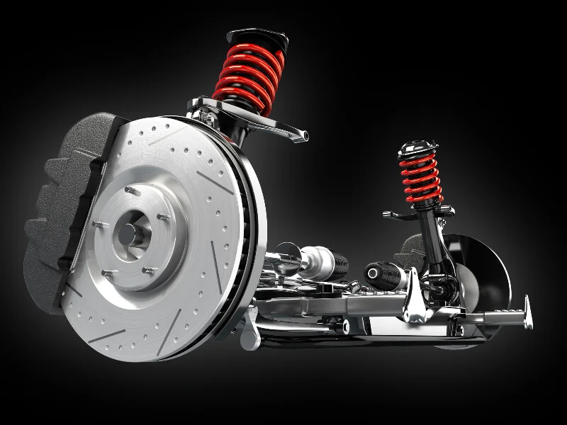 double-wishbone suspension with brakes
