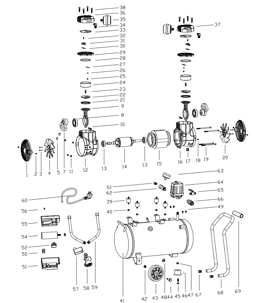 VEVOR air compressor explosion diagram