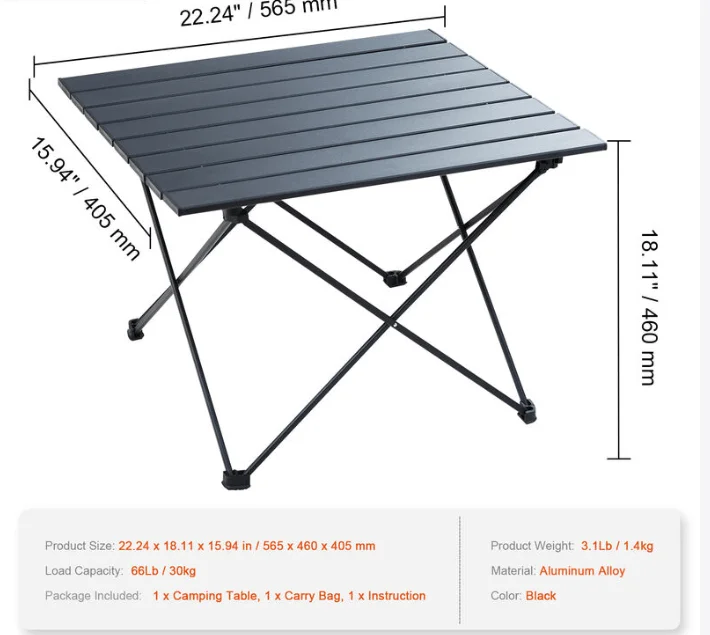 aluminum camping table size considerations