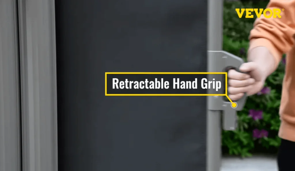 retractable side awning with hand grip