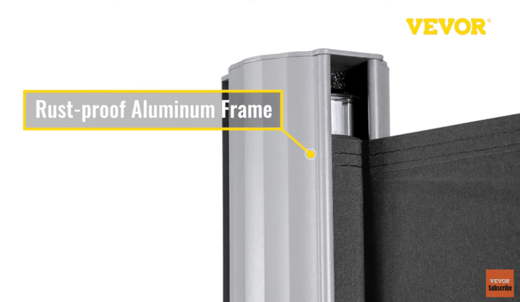 retractable awning with rust-proof aluminum frame