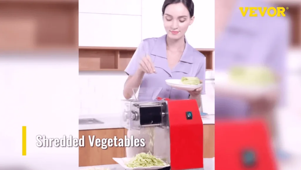 shredding vegetables with the VEVOR meat slicer