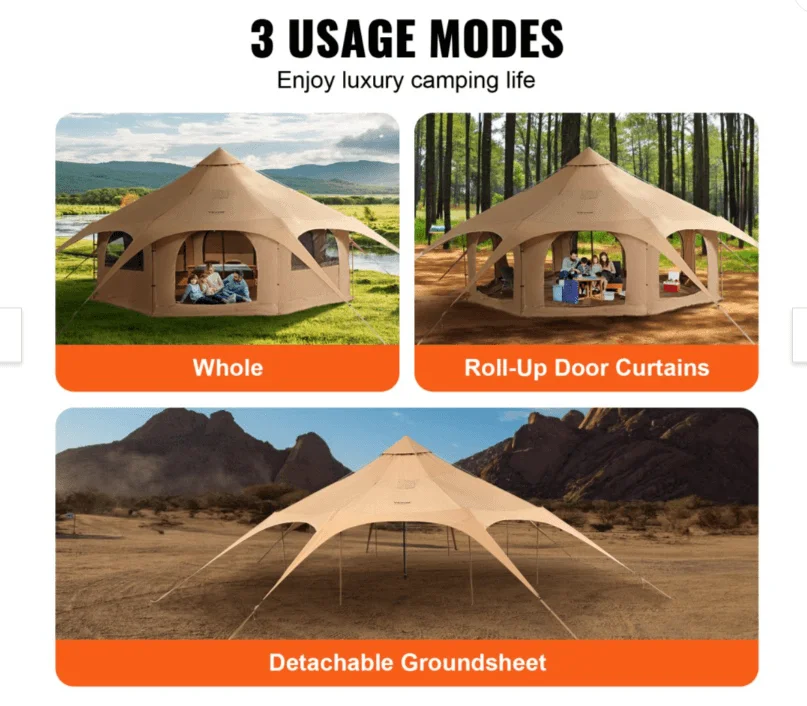 VEVOR canvas tent usage modes