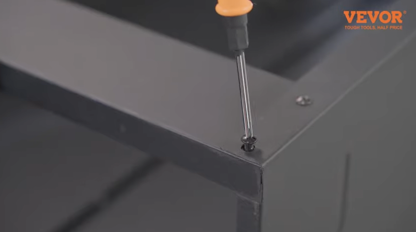 assembling the VEVOR metal storage cabinet