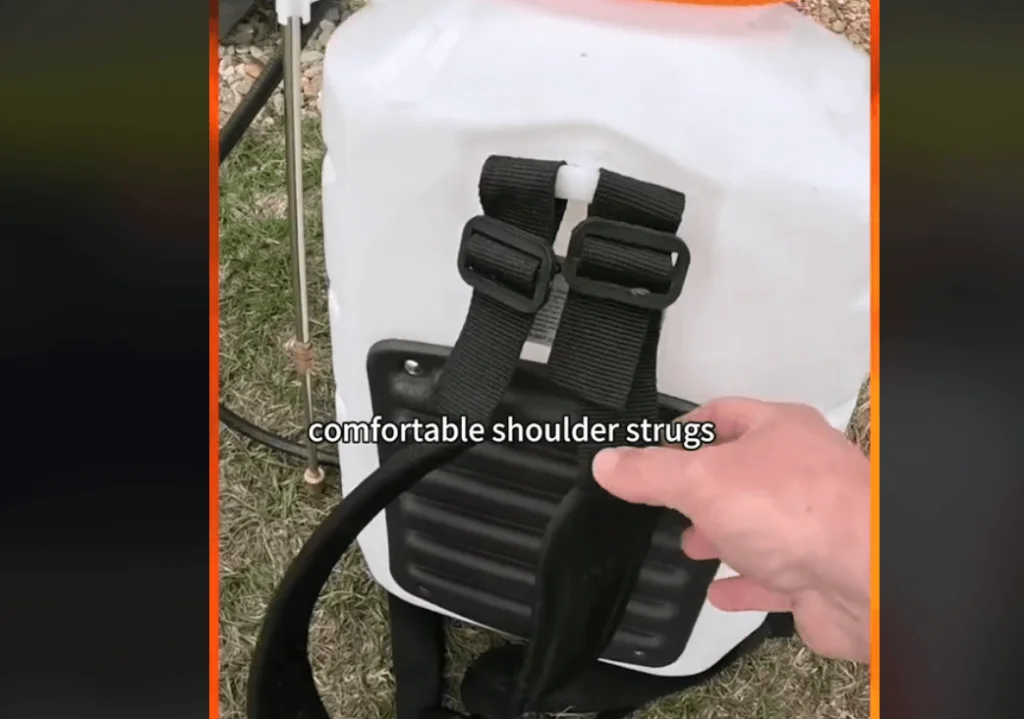 Comfortable shoulder strugs on the VEVOR battery-powered backpack sprayer
