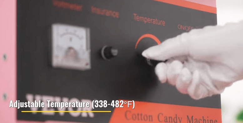 Cotton candy machine with adjustable temperature