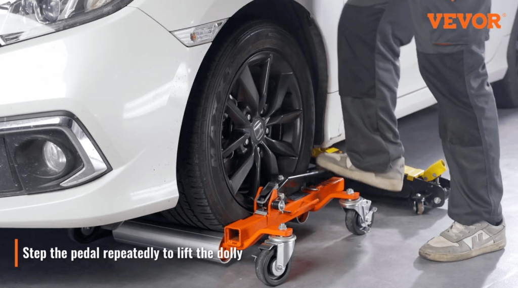 using the VEVOR car-wheel dolly jack