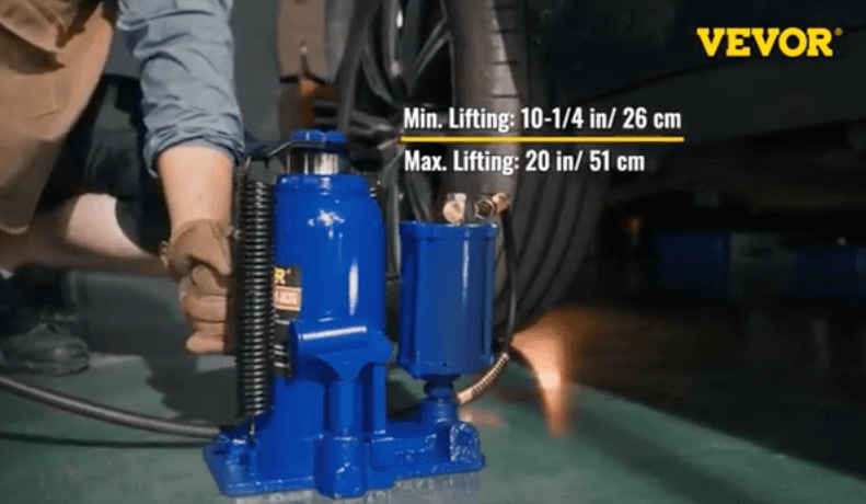 Lifting with the 20-ton air bottle jack