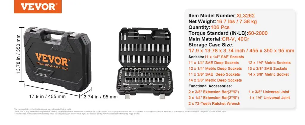 VEVOR Impact socket set