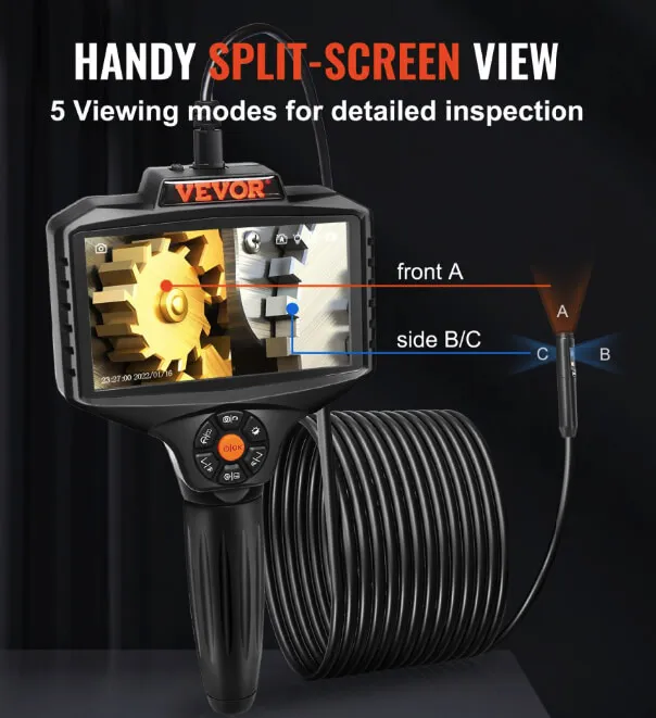 VEVOR Endoscope camera with split-screen view