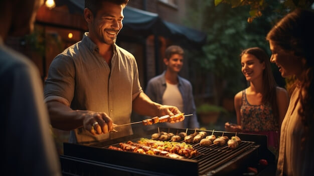 People enjoying barbecue