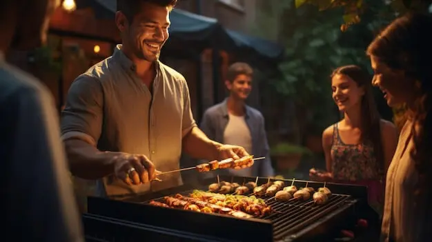 People enjoying barbecue