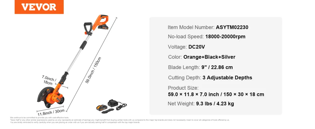 VEVOR Lawn Edger Specifications