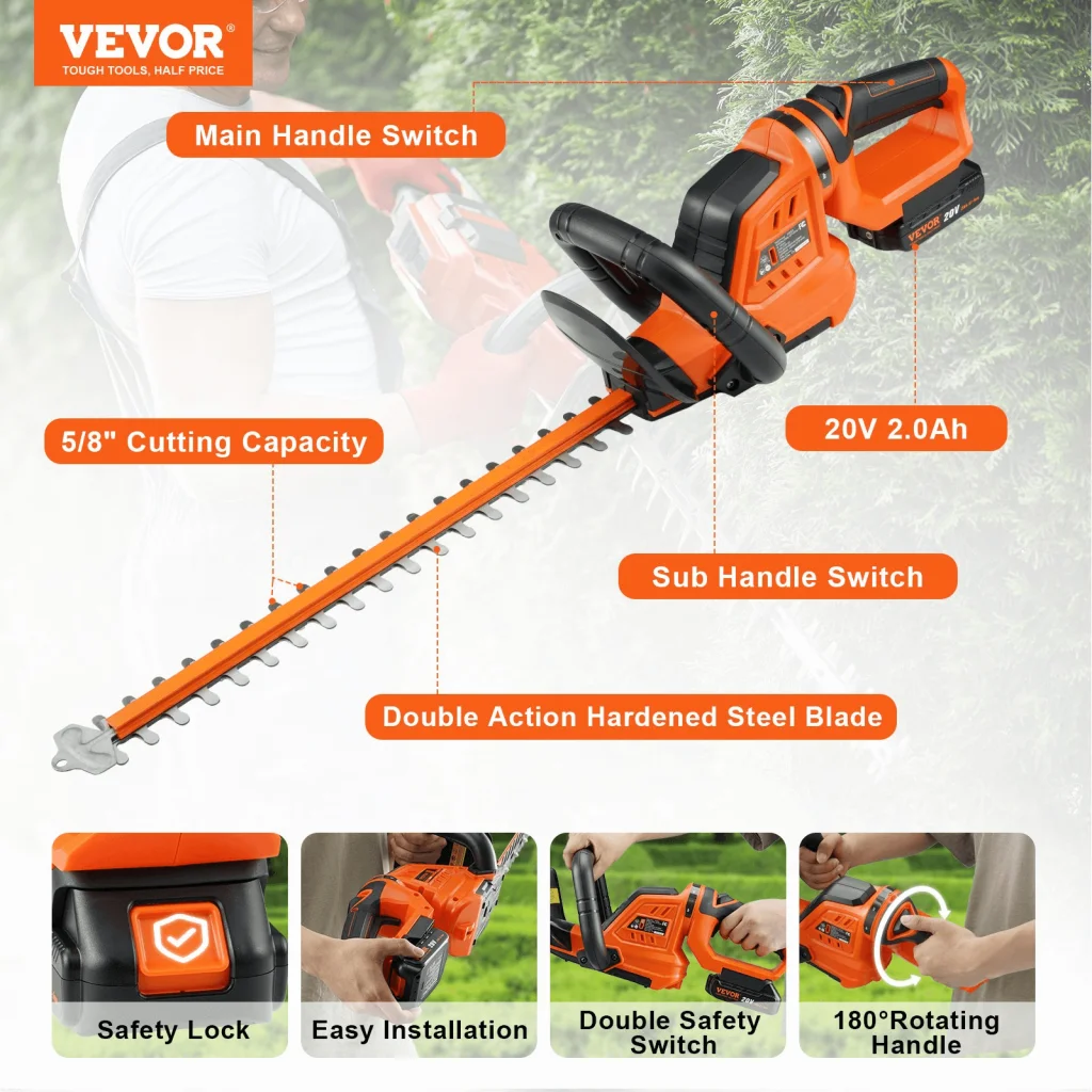 VEVOR Cordless Hedge Trimmer