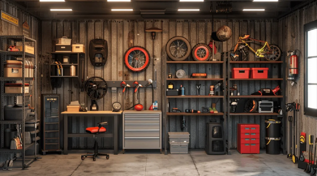 Metal garage shelves