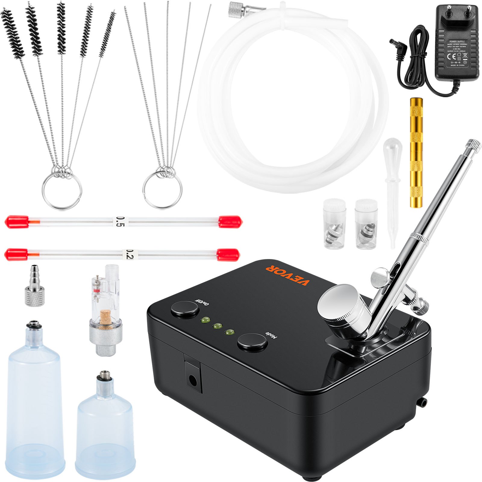 Aérographe Manuel Pour Décorer Gâteaux – Kit Avec 4 Tubes – Pour Paillettes, Colorants, Cupcakes Et Desserts