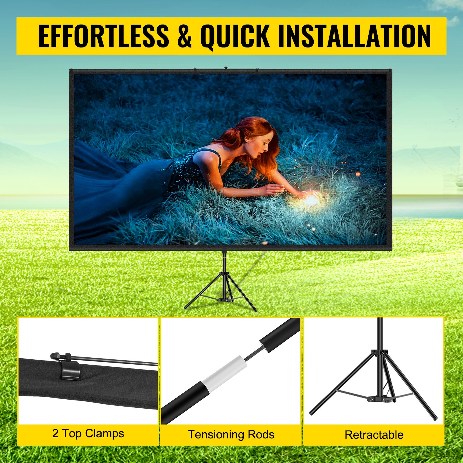Écran De Projection Portable 100 Pouces - Toile Pliable Haute Résolution - Pour Vidéoprojecteur Intérieur/extérieur