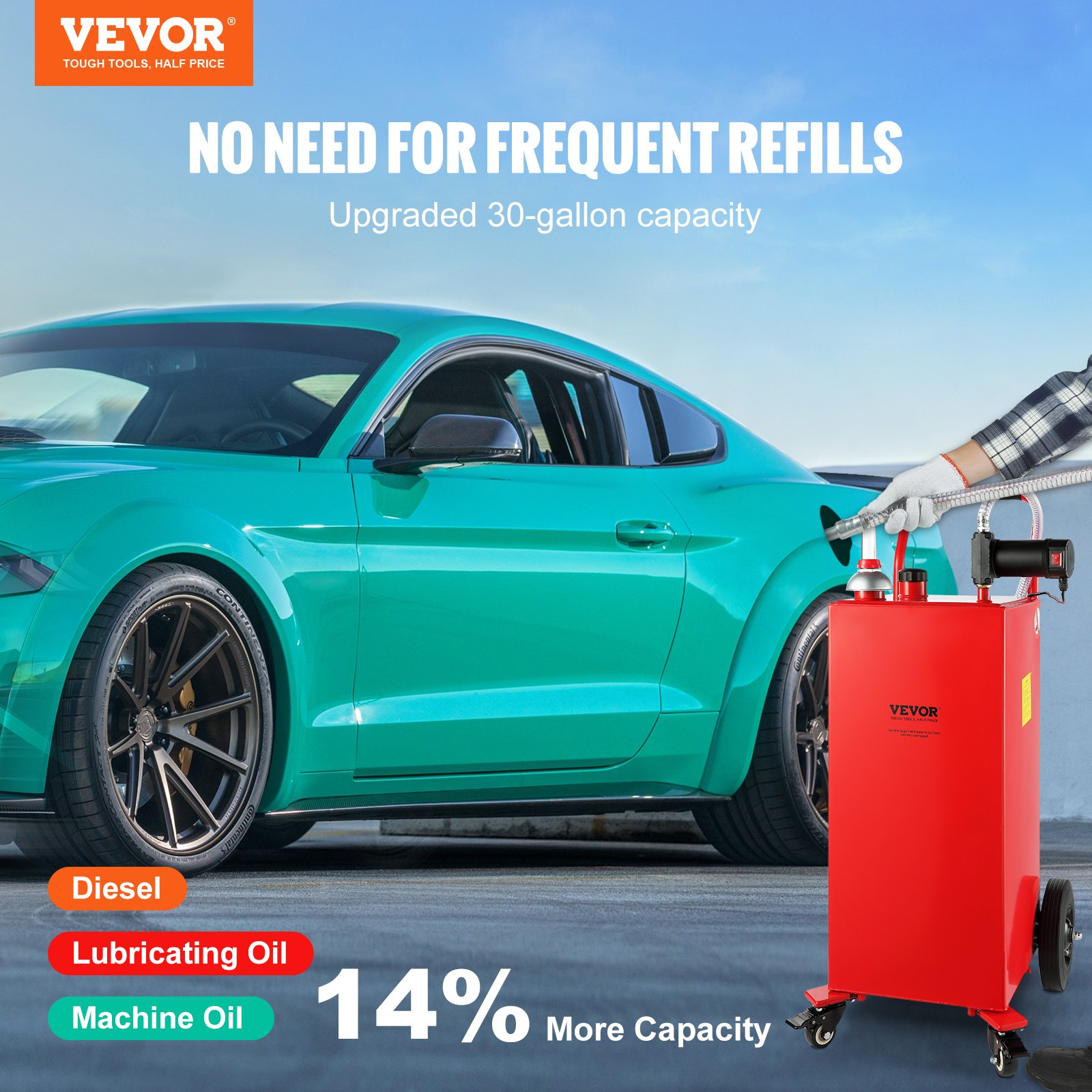 Stackable Fuel Containers Vevor Stackable VEVOR 30 Gallon Fuel Caddy, 23.5 L/min, 180W Portable Storage Tank ...