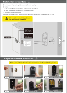 Keyless Entry Door Lock installation instructions