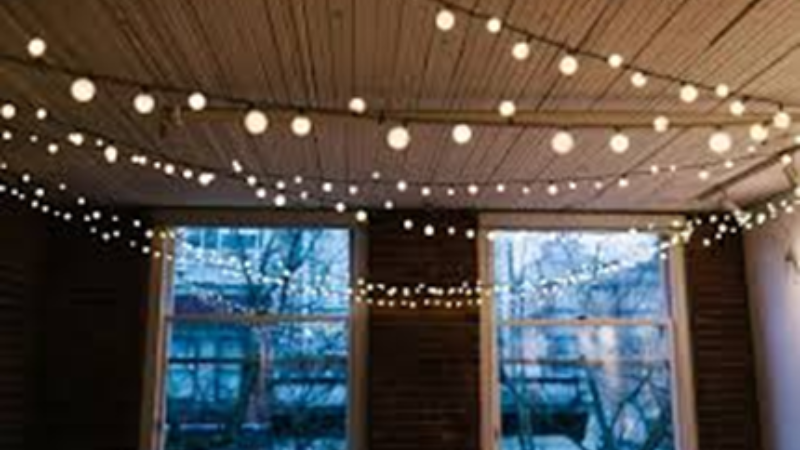 Outdoor lighting with string lights hanging