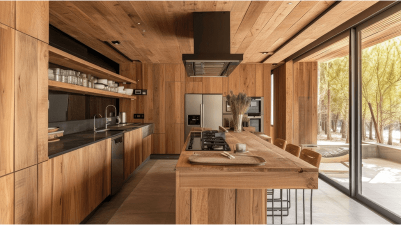 Outdoor wood kitchen cabinet