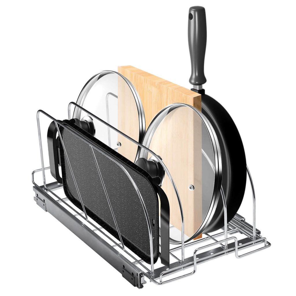 VEVOR Pan and Pot Rack, Expandable Pull Out Under Cabinet Organizer