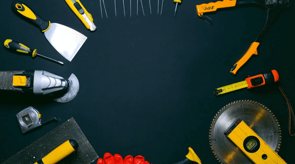 a collection of carpentry tools