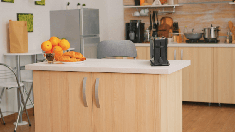 kitchen with island storage
