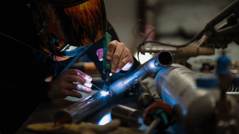 safety gear for exhaust pipe welding on a car